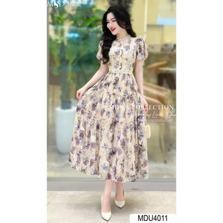  MDU4011 Váy thiết kế thanh lịch và sang trọng với chất liệu Tơ ép phối Ren cao cấp, mềm mịn