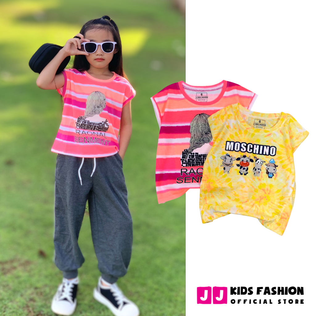 Áo thun cho bé gái, áo phông bé gái ngắn tay cao cấp họa tiết dễ thương thời trang - JJ Kids