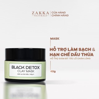 Mặt Nạ Đất Sét Than Hoạt Tính Thanh Lọc, Thải Độc Da Black Detox Clay Mask Zakka Naturals 40g