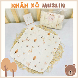 Set 5 khăn sữa xô muslin 2 lớp cho bé an toàn mềm mại thấm hút tốt