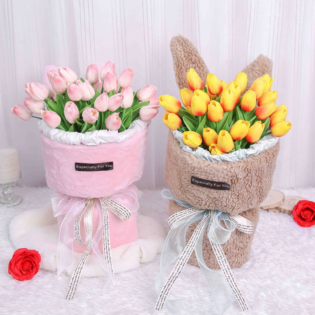 Bó Hoa Tulip Dễ Thương (Kèm Thiệp) Hoa Làm Quà Tặng Sinh Nhật Các Dịp Lễ