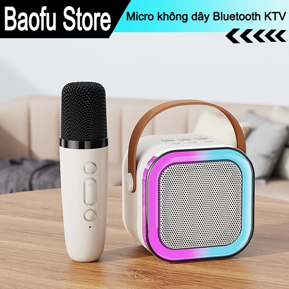 Bộ Loa Bluetooth + 2 Mic Không Dây Mini Hát Karaoke Tại Nhà K12, Có Thể Thay Đổi Giọng, Dễ Sử Dụng