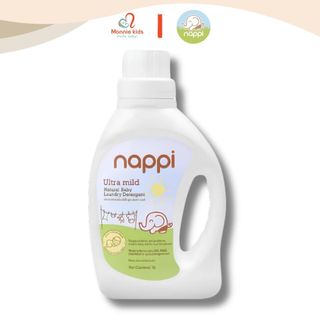 Nước giặt quần áo cho bé Nappi dầu cọ can 1 lít, nước giặt cho trẻ sơ sinh - Monnie Kids