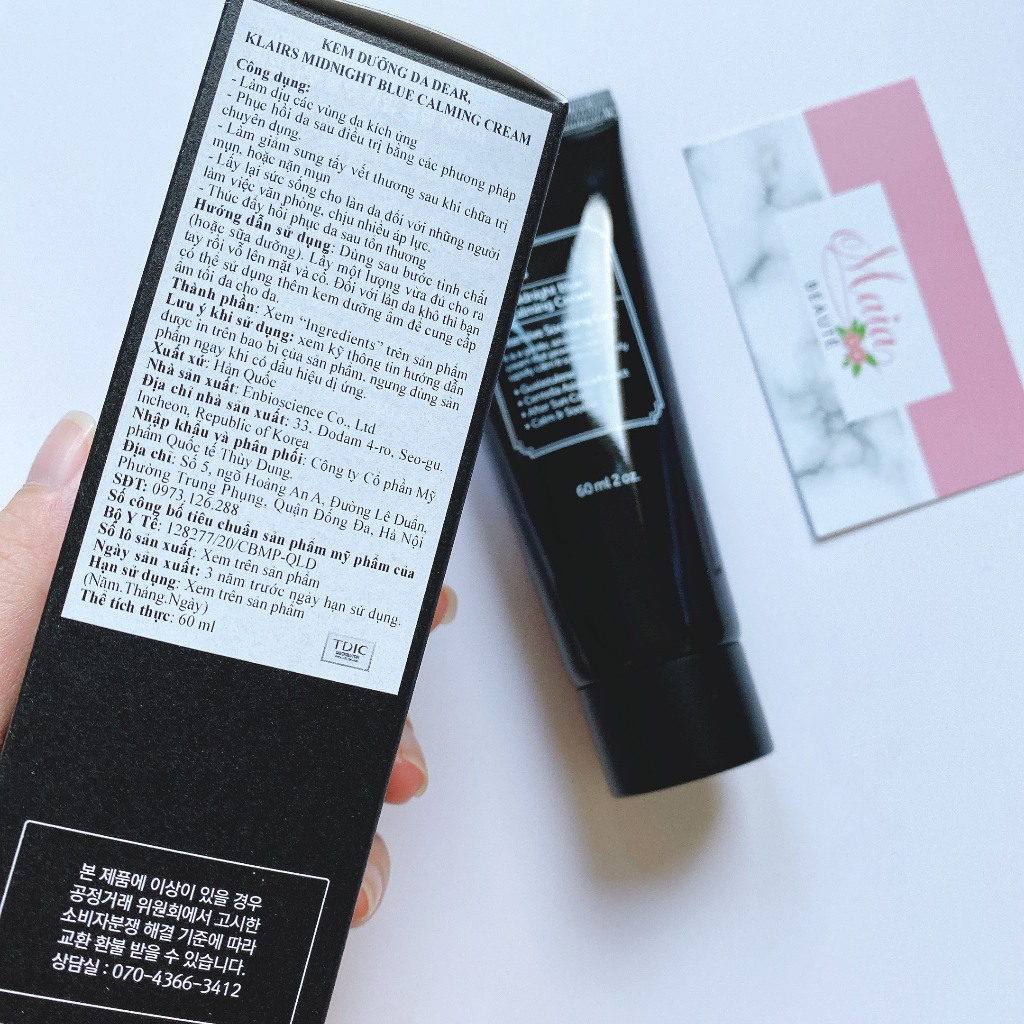 Kem Dưỡng Làm Dịu Và Phục Hồi Da Dear Klairs Midnight Blue Calming Cream