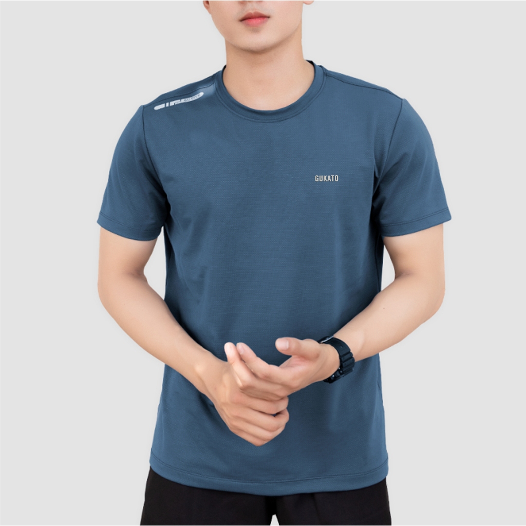 Áo thể thao nam vải thun thông hơi lỗ thoáng khí Coolmax mát lạnh, cổ tròn ngắn tay Gukato | BigBuy360 - bigbuy360.vn