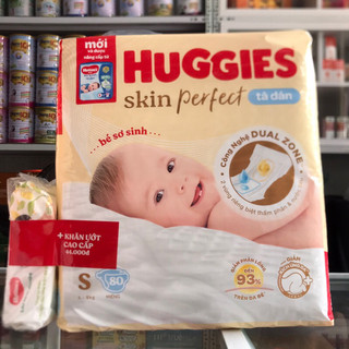 Tã Dán huggies dry sơ sinh S dán 80+2 mẫu mới