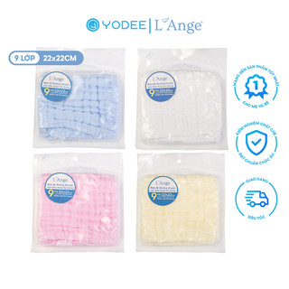 L'Ange Khăn sữa/Khăn lót đầu/Khăn lau mặt/Khăn yếm vải bông 9 lớp 22x22cm (set 1 cái)