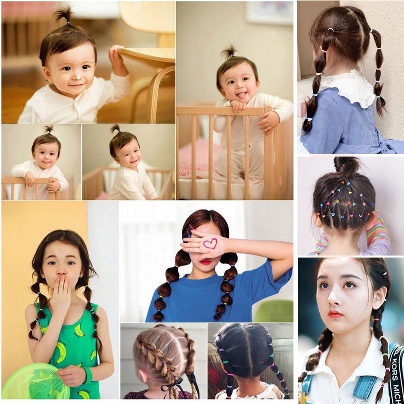 Lọ 1000 Dây Chun , Hộp 1000 Dây Buộc Tóc Nhiều Màu Kèm Hộp Đựng Hình Chai Cho Bé SP412325988