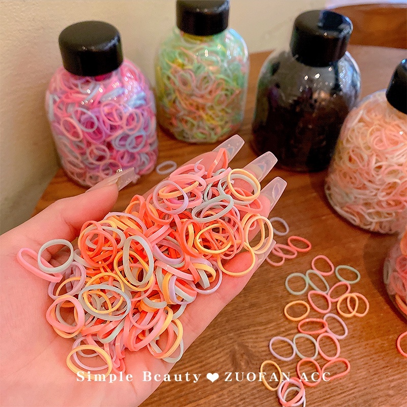 Lọ 1000 Dây Chun , Hộp 1000 Dây Buộc Tóc Nhiều Màu Kèm Hộp Đựng Hình Chai Cho Bé SP412325988