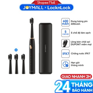 Bàn chải điện LocknLock ENR321BLK, Hàng chính hãng, 5 chế độ làm sạch, có 4 đầu bàn chải - JoyMall