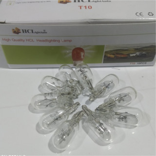 Hộp 10 bóng đèn halogen t10, bóng đèn sợi đốt t10 màu trắng điện 12v 24v.