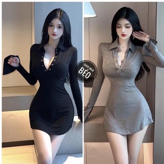 Đầm body cổ trụ phom ngắn tay dài chất thun dẻo co giãn chính phẩm thích hợp mặc đi tiệc đi làm đi chơi