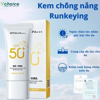Kem chống nắng khỏi tia UV cực tím Runkeying Sunscreen Milk SPF50+ PA+++ 50ml, kcn dưỡng ẩm bảo vệ da mặt và body cơ thể