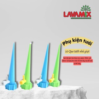 Que Tưới Nhỏ Giọt Gắn Chai Nhựa | Bộ 10 que - Tái sử dụng nhiều lần,nhiều màu,có điều chỉnh nước | Green House