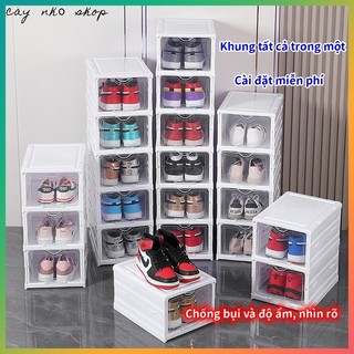 Tủ giày gấp gọn, kệ giày, hộp giày đa năng tiện lợi, hộp trưng bày chất liệu PS+PP chắc chắn bền đẹp bảo-3 đến 6 tầng