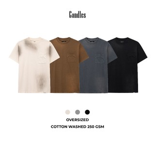 Áo thun nam nữ oversize CANDLES MONO T-SHIRT chất liệu cotton washed 250 gsm chính hãng
