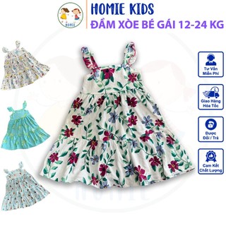 Đầm xòe hai dây bé gái size 12-24 kg sét váy đầm thun cotton cho bé cao 90-115cm mặc đi chơi đi học siêu yêu Homie Kids