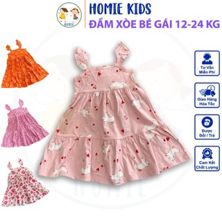 Đầm hai dây bé gái size nhí 12-24 kg sét váy đầm xòe cho bé vải thun cotton mềm mịn in hoạt hình chibi cute Homie Kids