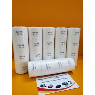    COMBO 10 CUỘN   Decal nhiệt 50x70x25m giấy in nhiệt 50*70 Tem mã vạch 50x70 giấy nhiệt 5*7 có keo dán   10 CUỘN   
