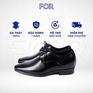 Giày da nam FOR buộc dây, thiết kế cao cấp, chất liệu đế cao su non siêu êm, hack chiều cao cực chuẩn DDF02