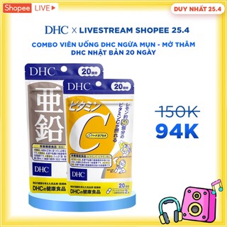  Combo Viên uống DHC ngừa mụn - mờ thâm 20 ngày (Vitamin C 40 viên và Kẽm 20 viên)