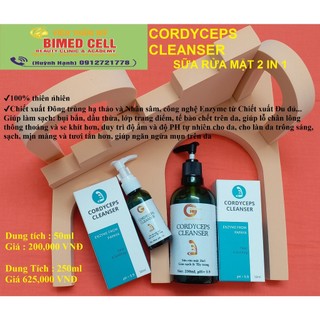 CORDYCEPS CLEANSER: Sữa rửa mặt chai 50ml