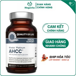 Viên uống tăng cuờng hệ miễn dịch quality of life kinoko platinum ahcc 750mg 60 viên