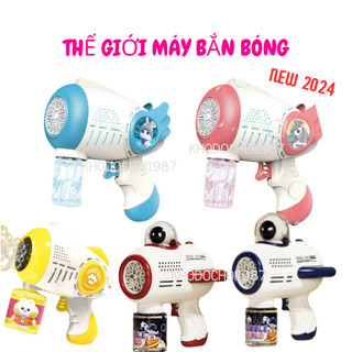 (Sỉ) Máy bắn bong bóng xà phòng, súng bắn bong bóng 20 lỗ, có đèn làm từ nhựa ABS cao cấp, an toàn