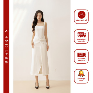 Đầm Body Hai Dây Dự Tiệc Xếp Vải Xẻ Tà Tôn Dáng BBSTORE'S -D2169