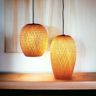 Đèn tre 2 lớp- đèn trang trí thả trần