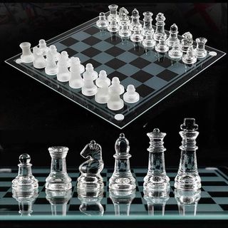 Cờ vua thủy tinh Glass Chess bản đẹp 20cm x 20cm, 35cm x 35cm