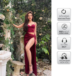 Set chân váy nữ VANANHSCARLET kèm áo quây có mút S022S24