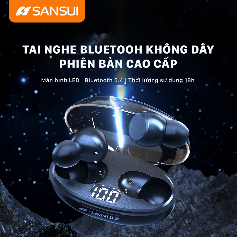 Tai nghe Bluetooth Sansui mới TW62 tích hợp micro gọi điện không dây tai nghe chống nước trọn đời bả