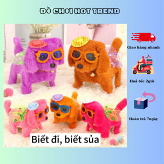 (Màu ngẫu nhiên)Chó bông biết đi, biết sủa đeo kính, dễ thương cho bé , chó pin dễ thưng n16