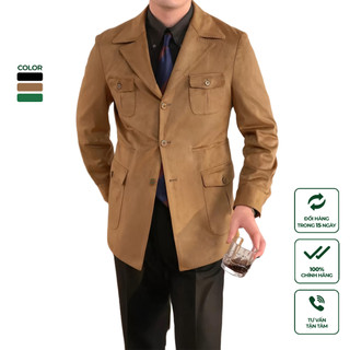 Áo Khoác Nam Da Lộn Cao Cấp Harold Safari Jacket Vải Dày Dặn Giữ Ấm Tốt, Nhiều Túi, Chống Nhăn, Đứng Form