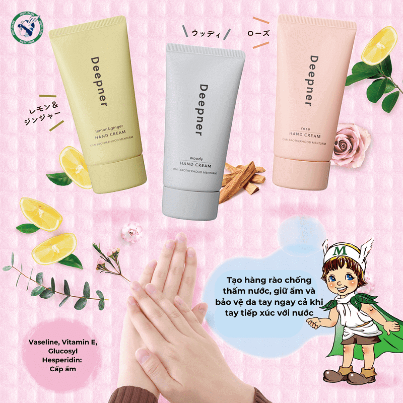 Kem Dưỡng Da Tay Siêu Mềm Mịn Omi Menturm Hương Chanh Gừng Nhật Bản