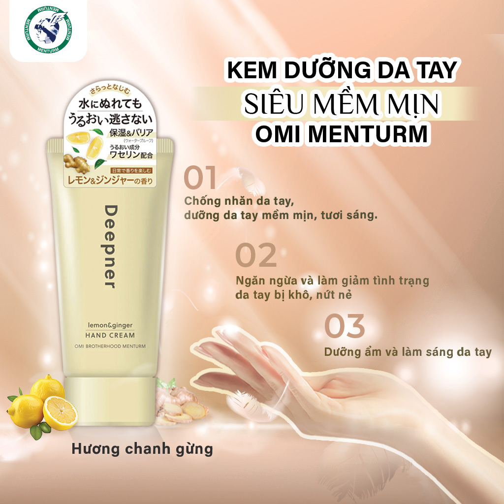 Kem Dưỡng Da Tay Siêu Mềm Mịn Omi Menturm Hương Chanh Gừng Nhật Bản