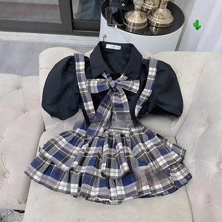 Set sơ mi yếm caro tầng