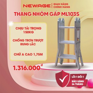 Thang nhôm gấp 4 đoạn Nhập Khẩu 3,5 mét - 4,6 mét đa năng, thang chữ M xếp gọn 4 khúc