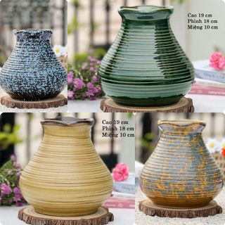Lọ hoa gốm sứ Bát Tràng dáng vintage - Bình hoa decor trang trí nhà cửa cỡ vừa - Nhiều màu