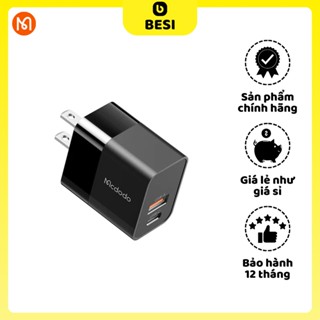  Củ Sạc Mcdodo PD 20W 2 Cổng USB & Type-C | Sạc Nhanh Cùng Lúc 2 Thiết Bị Gọn Nhẹ 