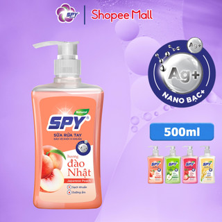 Sữa rửa tay SPY hương Đào Nhật 500ml công nghệ Nano Bạc ngừa vi khuẩn và dưỡng ẩm da tay, giúp tay khô thoáng
