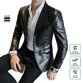 Áo Blazer Da Nam Cao Cấp Harold Đi Tiệc Thời Thượng Chống Nước, Chống Nhăn Không Co Rút, Độ Bền Cao, Form Slimfit