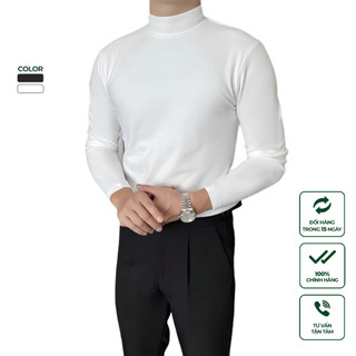 Áo Thun Nam Cao Cấp Tay Dài Cổ Lọ Harold Thiết Kế Trẻ Trung, Vải Thoáng Mát, Co Giãn Chống Nhăn, Đứng Form