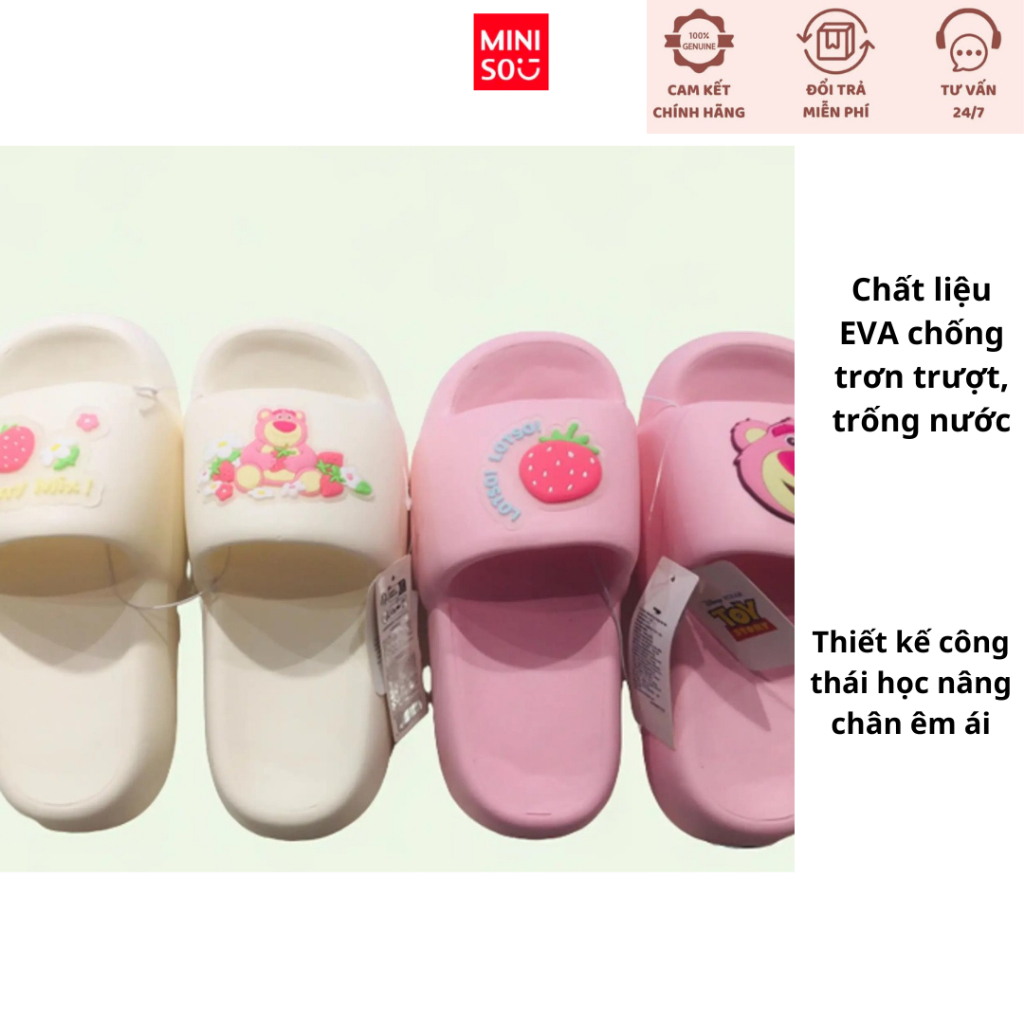 Dép đi trong nhà hình gấu lotso chính hãng miniso thời trang, chống trơn trượt, êm chân