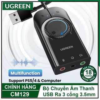 Cáp chuyển USB to 3.5m Ugreen 40964 CM129,điều chỉnh Volume control Chính Hãng