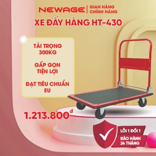 Xe đẩy hàng 4 bánh gấp gọn 300kg Nhập Khẩu Nhật Bản Newage, xe kéo hàng gấp gọn đa năng