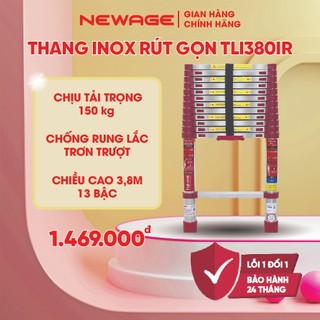 Thang rút đơn inox 5.4m xếp gọn tli540ir, telescopic ladder newage store