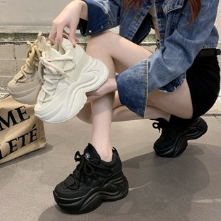   Sẵn Trắng Kem 34  Giày Thể Thao Độn Đế Thời Trang Nữ Cao 10Cm Có Lớp Lót Cực Êm 