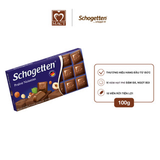 Sôcôla SCHOGETTEN - Vị Kem hạt phỉ Praline Noisettes - thanh 100g gồm 18 viên rời